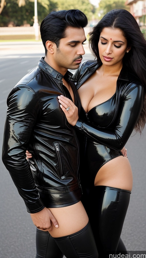 related ai porn images free for Woman + Man Perfect Boobs Beautiful Big Ass Thick Big Hips Perfect Body 30s Sexy Face Shocked Serious Black Hair Indian Street Detailed Surrealist Jacket Jeans Leather Latex Front View On Back