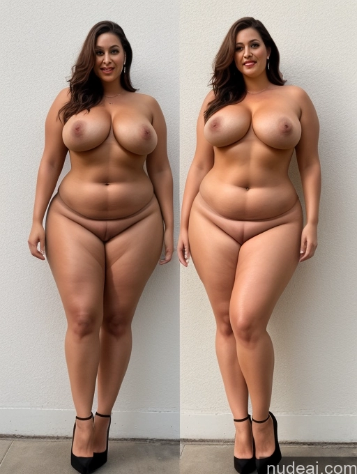 ai nude image of a woman with a very large breast standing next to a wall pics of Big Hips Big Ass Chubby Tall Long Legs Abs Thick Busty Beautiful Nude High Heels Two 40s