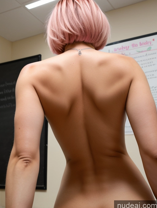 ai nude image of nude woman with pink hair standing in front of a blackboard pics of Woman Pubic Hair Beautiful Perfect Boobs 30s Pink Hair German Nude Teacher Bobcut Back View Blowjob