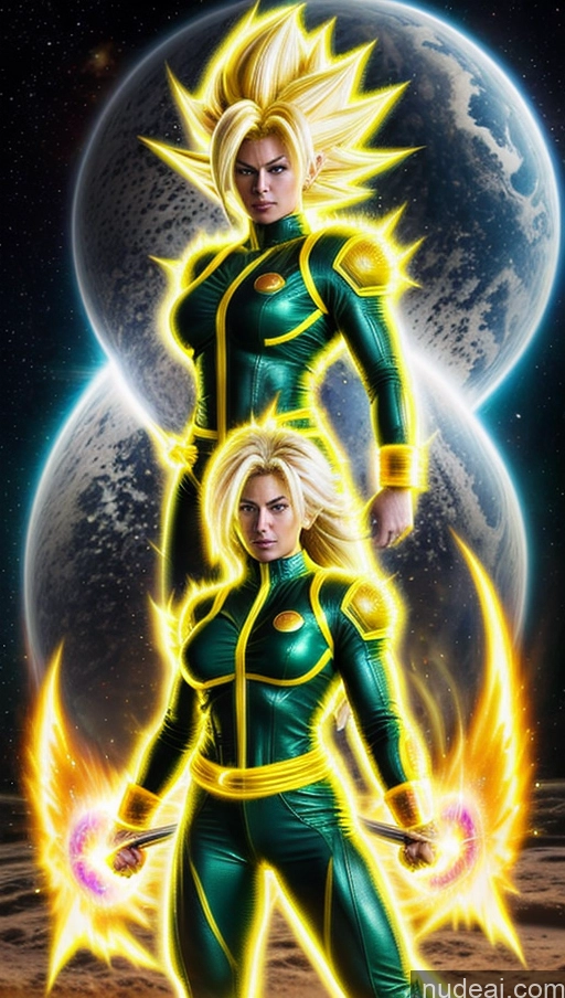 related ai porn images free for Space Suit Super Saiyan 3 Neon Lights Clothes: Yellow Powering Up Abs Muscular Perfect Boobs