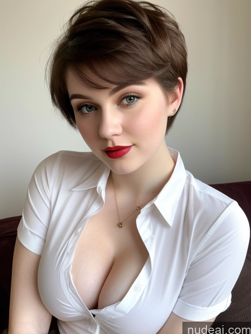 ai nude image of there is a woman with a very big breast posing for a picture pics of Beautiful Fairer Skin Thick 18 Brunette Russian Close-up View Lipstick Shirt Perfect Boobs Busty Pixie