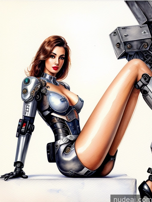 related ai porn images free for Cyborg One Small Tits Beautiful Lipstick Long Legs Perfect Body Pubic Hair Watercolor Close-up View High Heels Mech Suit