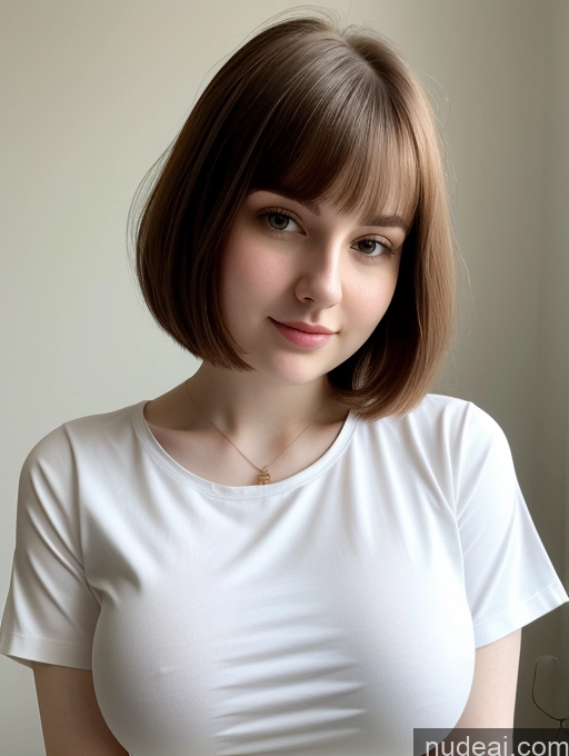 ai nude image of there is a woman with a white shirt and a black belt pics of Busty Perfect Boobs Beautiful Thick Fairer Skin 18 Russian Close-up View Shirt Brunette Bobcut