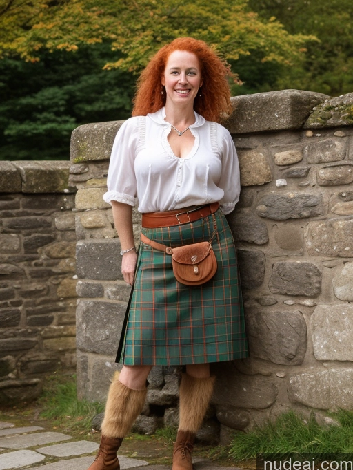 ai nude image of arafed woman in a kilt standing against a stone wall pics of Perfect Boobs Pubic Hair 50s Irish Kilt Hairy Women Full Frontal Medieval Traditional