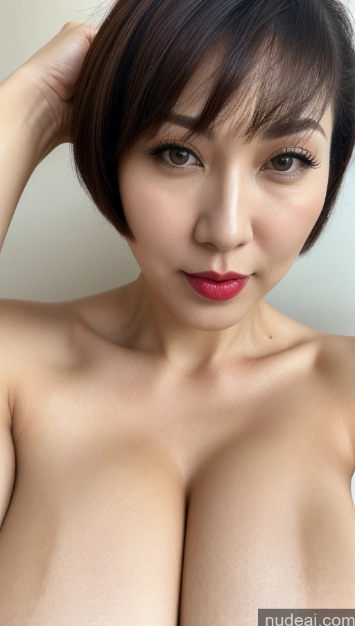 related ai porn images free for Woman One Huge Boobs Lipstick Beautiful Fairer Skin 40s Short Hair Korean Close-up View Detailed Simple Dress