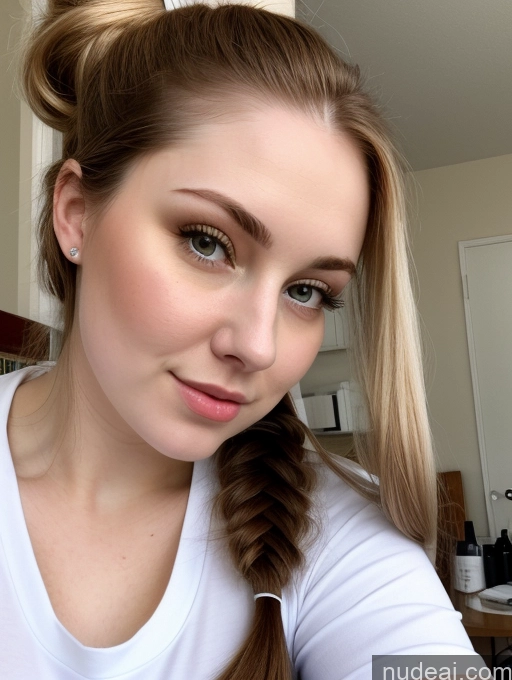 ai nude image of blond woman with long hair in a white shirt and braid pics of Busty Perfect Boobs Beautiful Thick Fairer Skin 18 Brunette Pigtails Russian Close-up View Shirt Detailed