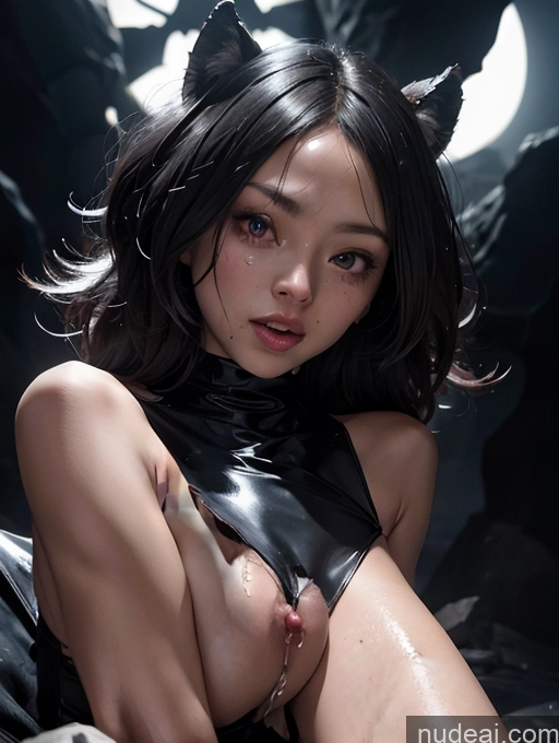 ai nude image of there is a woman in a black leather outfit posing for a picture pics of Skinny Short Pubic Hair 18 Long Hair Several Dark Lighting Cave Filipina Clitoris Shocked Ahegao Oiled Body Athlete Fur Cum On Belly Alternative Medieval Goth Cosplay Halloween