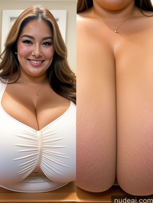 ai nude image of arafed woman with big breasts and a white bra pics of Miss Universe Model Thick Chubby Fat Busty Huge Boobs Perfect Boobs Beautiful 30s Happy Filipina Blouse Cleavage Onoff Close-up View