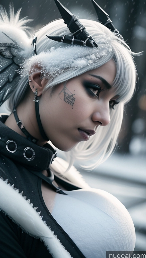 ai nude image of there is a woman with a feathered headband and a black top pics of Athlete Huge Boobs Perfect Boobs Ethiopian Snow Close-up View Gothic Punk Girl Angel