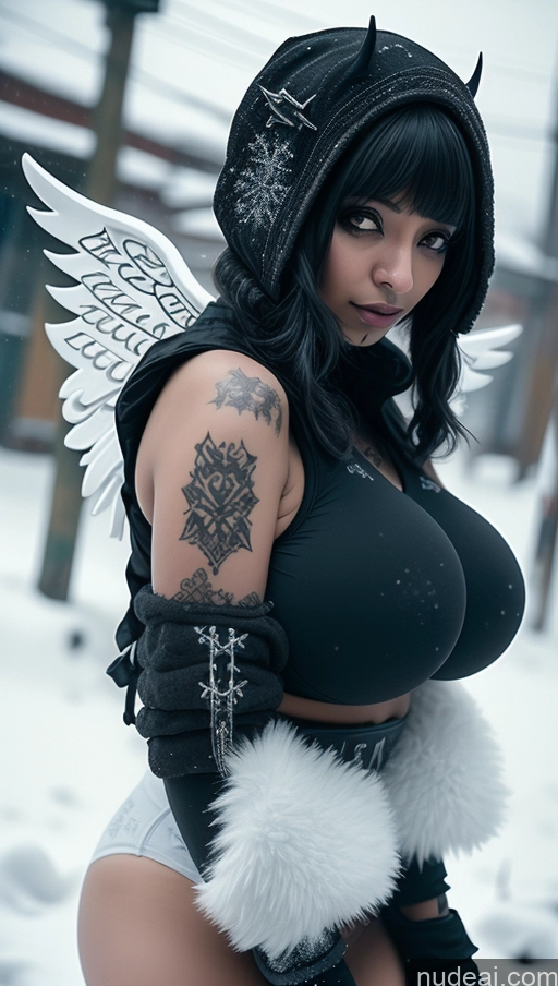 ai nude image of there is a woman with a tattoo on her arm and a hat pics of Huge Boobs Perfect Boobs Ethiopian Snow Close-up View Gothic Punk Girl Angel Athlete