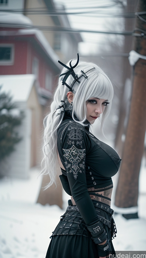 ai nude image of blond woman with white hair and black dress in the snow pics of Ethiopian Snow Close-up View Gothic Punk Girl Angel Athlete Busty Perfect Boobs