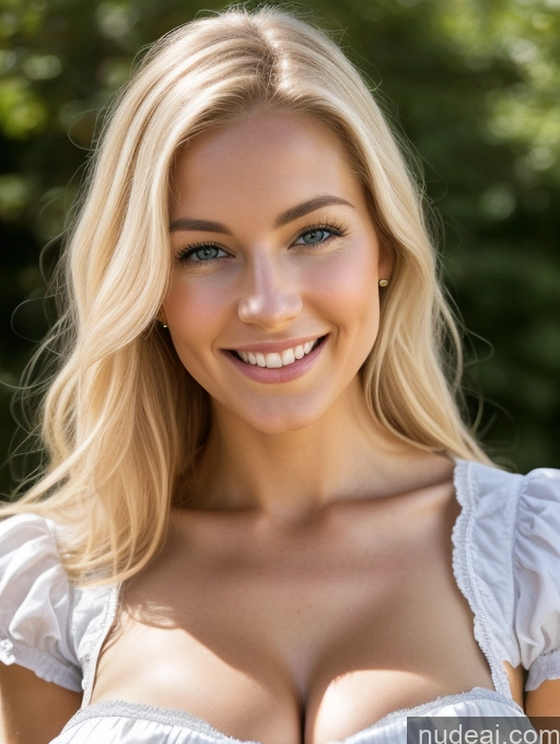 ai nude image of blonde woman with big breast posing for a picture in a white dress pics of Dirndl Medieval Victorian Cleavage Bright Lighting Detailed Skin Detail (beta) Scandinavian Happy Sexy Face 18 Huge Boobs Woman Skinny Abs Short Perfect Body Laughing