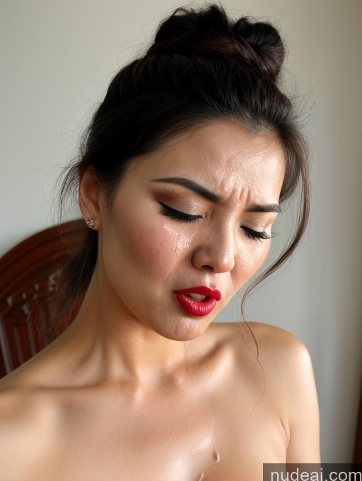 ai nude image of there is a woman with a red lipstick and a big breast pics of Woman Beautiful Lipstick Vietnamese Angel Hair Bun Cumshot 80s Orgasm Angry