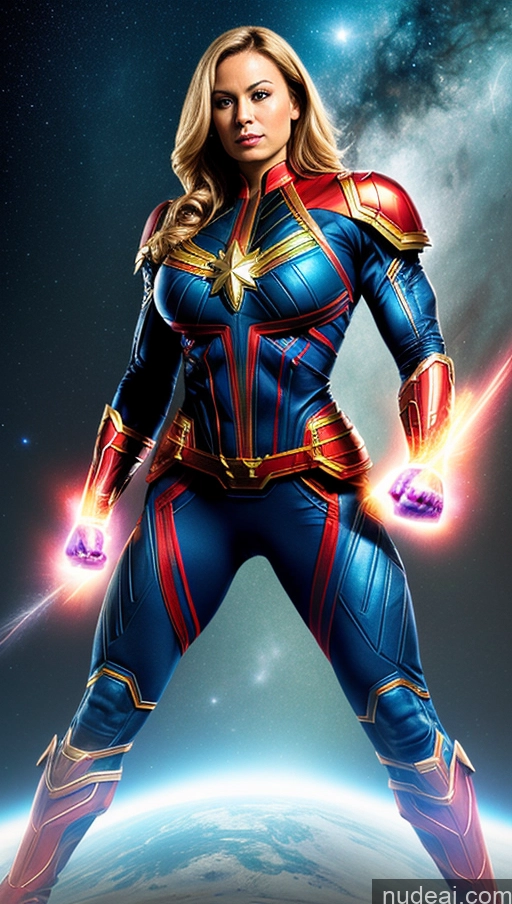 ai nude image of captain marvel is standing in front of a planet with a light beam pics of Busty Abs Captain Marvel Bodybuilder Muscular Mech Suit Powering Up Fantasy Armor Sci-fi Armor Knight Space Suit