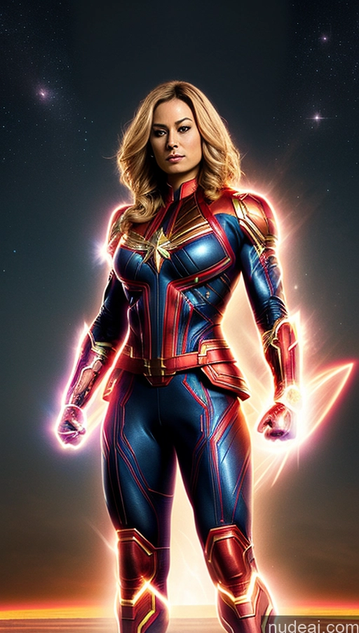 ai nude image of captain marvel is standing in front of a bright background pics of Busty Abs Captain Marvel Bodybuilder Muscular Mech Suit Powering Up Fantasy Armor Sci-fi Armor Knight Space Suit Regal Neon Lights Clothes: Purple