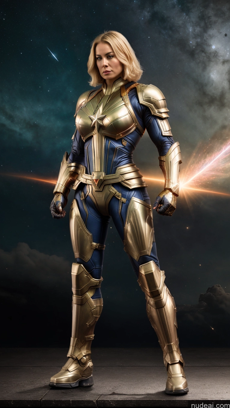 Busty Abs Captain Marvel Bodybuilder Muscular Mech Suit Powering Up Fantasy Armor Sci-fi Armor Knight Space Suit Regal Chastity Belt