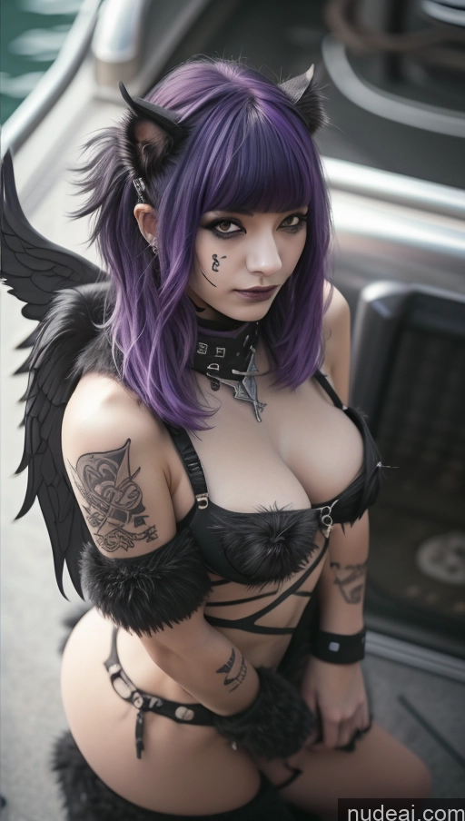 ai nude image of arafed woman with purple hair and black wings posing for a picture pics of Athlete Perfect Boobs Purple Hair Nude Angel Pet Play Gothic Punk Girl Egyptian Busty Close-up View Yacht Dangerous Beast Cosplay