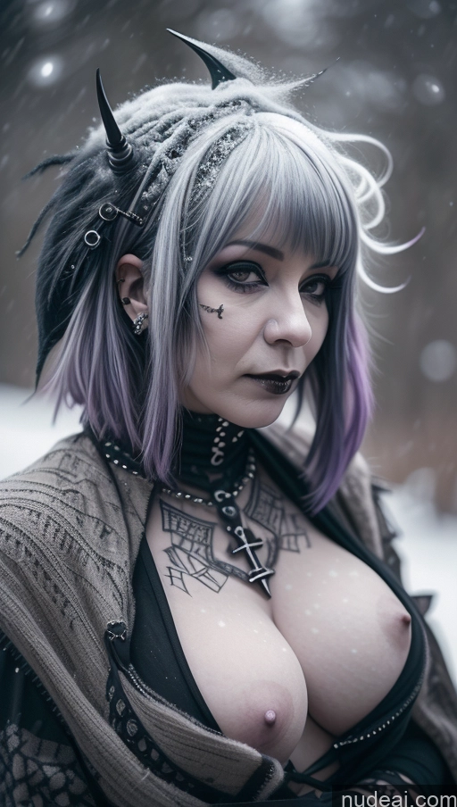 related ai porn images free for Purple Hair Gothic Punk Girl Close-up View Snow Busty Perfect Boobs Nigerian Milf