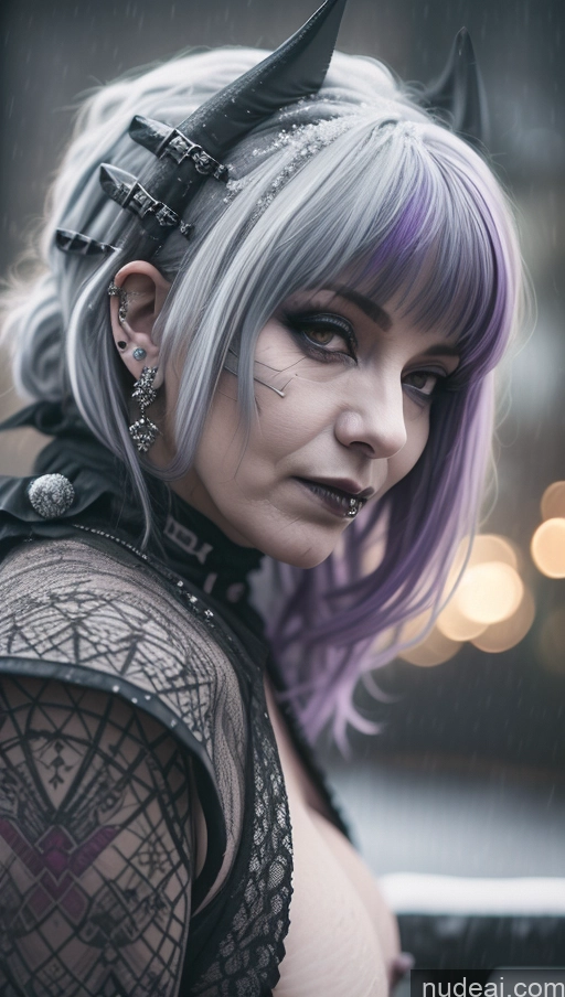 related ai porn images free for Purple Hair Gothic Punk Girl Close-up View Snow Busty Perfect Boobs Nigerian Milf