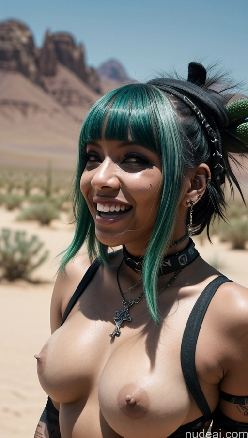 related ai porn images free for Busty Perfect Boobs Laughing Nigerian Close-up View Desert Athlete Green Hair Gothic Punk Girl