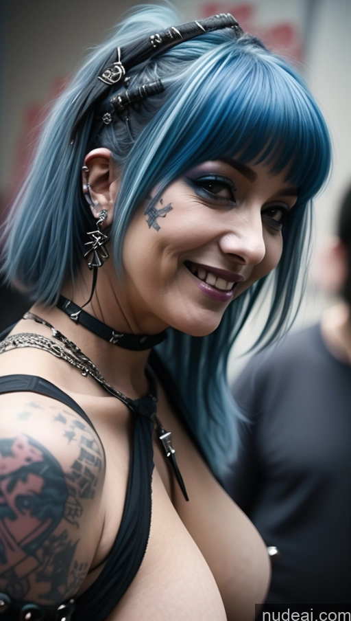 related ai porn images free for Milf Busty Perfect Boobs Laughing Blue Hair Nigerian Close-up View Gothic Punk Girl Party