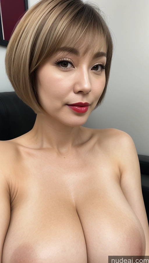 related ai porn images free for Woman Beautiful Close-up View One Huge Boobs Lipstick Fairer Skin Short Hair 40s Korean Detailed