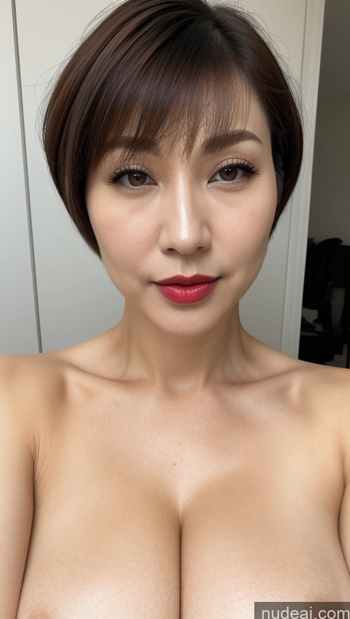 related ai porn images free for Woman Beautiful Close-up View One Huge Boobs Lipstick Fairer Skin Short Hair 40s Korean Detailed