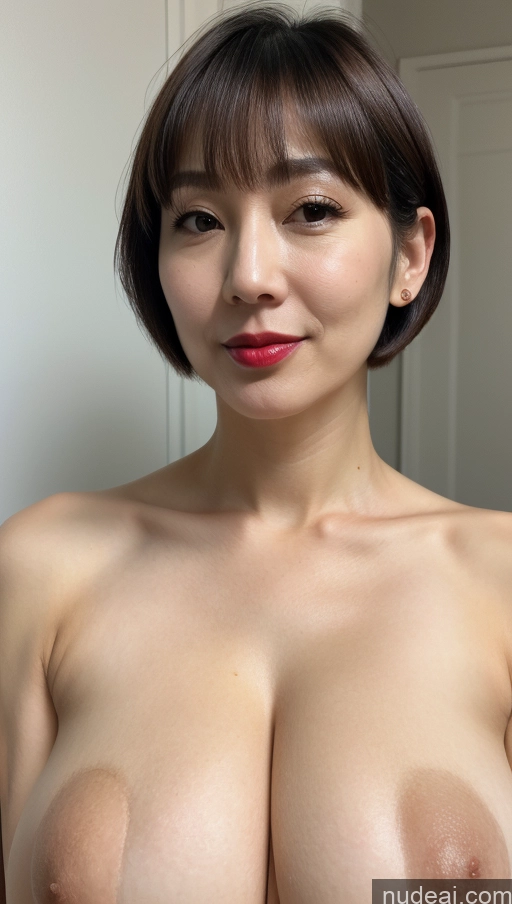 related ai porn images free for Woman Beautiful Close-up View One Huge Boobs Lipstick Fairer Skin Short Hair 40s Korean Detailed