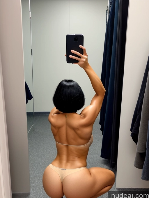 related ai porn images free for Bodybuilder Beautiful Big Ass 40s Seductive Black Hair Short Hair Latina Mirror Selfie Changing Room Squatting