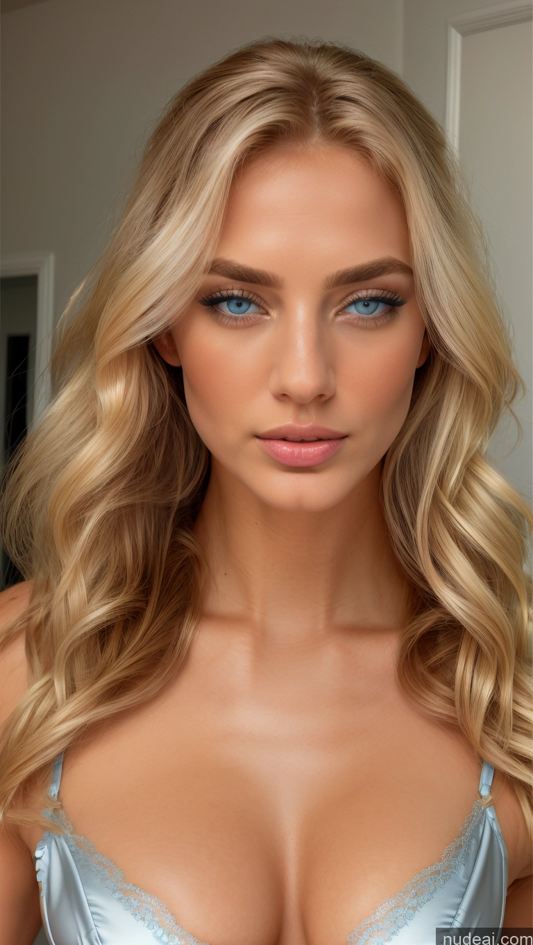 ai nude image of blond woman with blue eyes and long wavy hair posing for a picture pics of Beautiful Muscular Skinny Abs Long Legs Tall Perfect Body Fairer Skin Oiled Body Blonde German Skin Detail (beta) Front View Lingerie Bright Lighting Detailed Marquise Hair Elemental Series - Ice Deep Blue Eyes Dutch Doll Likeness Roman Busty Perfect Boobs Bedroom Athlete