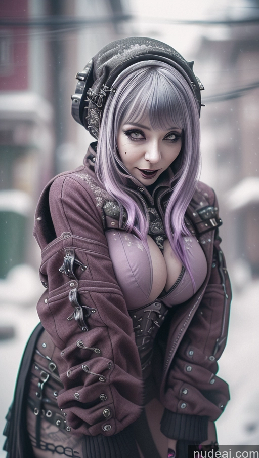 related ai porn images free for Laughing Nigerian Close-up View PinkBodysuitShrugClothing Snow Milf Gothic Punk Girl Purple Hair Busty Perfect Boobs Steampunk