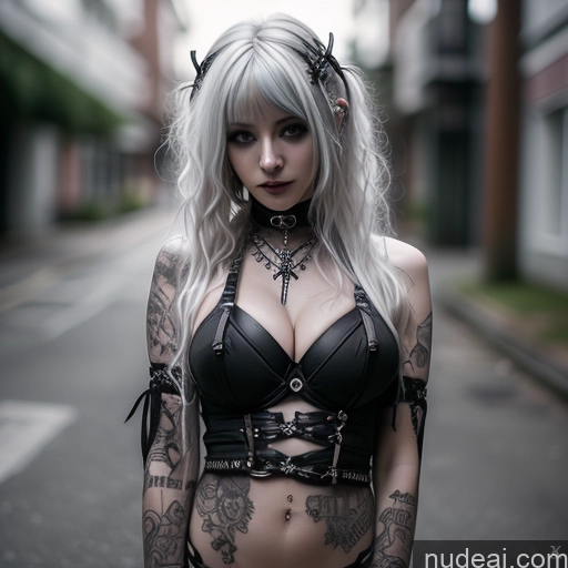 ai nude image of blond woman with tattoos and piercings posing for a picture pics of Busty Perfect Boobs Close-up View Gothic Punk Girl Model One Perfect Body Beautiful 18 White Hair Curly Hair Russian Nude Dominatrix Detailed