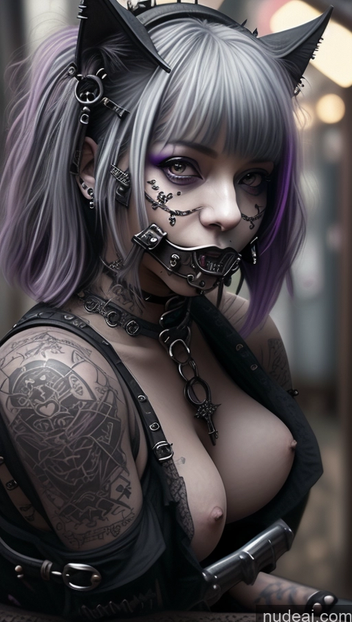 related ai porn images free for Laughing Nigerian Nude Steampunk Gothic Punk Girl Cat Demon Close-up View Perfect Boobs Busty Milf Purple Hair