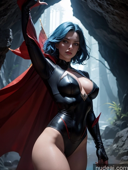 ai nude image of arafed woman in a black and red costume posing in a cave pics of 18 Fairer Skin Cave Superhero Small Tits Perfect Boobs Jumping Thick Muscular Big Hips Abs Tall Blue Hair Powering Up Batwoman Serious Superheroine Fantasy Style Jeff Easley Bobcut Alternative Witch Victorian