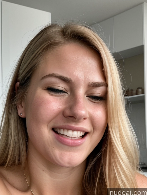 ai nude image of blond woman with a smile on her face and a necklace on her neck pics of Scandinavian Huge Boobs 18 Shocked Orgasm Angry Sexy Face Close-up View Laughing 3d Bright Lighting Happy Kitchen