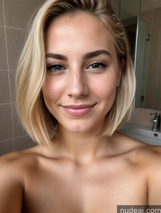 ai nude image of blond woman with a nice smile in a bathroom with a sink pics of Busty Tanned Skin Seductive Serious Sad Sexy Face Shocked Laughing Bobcut Jewish Tattoos Bathroom Close-up View 18 Sorority Blonde Happy