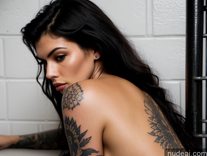 ai nude image of arafed woman with tattoos on her back sitting on a counter pics of Tattoos Pubic Hair Prison Busty 18 Sad Black Hair Swedish On Back Pouting Lips Long Hair Back View Perfect Body