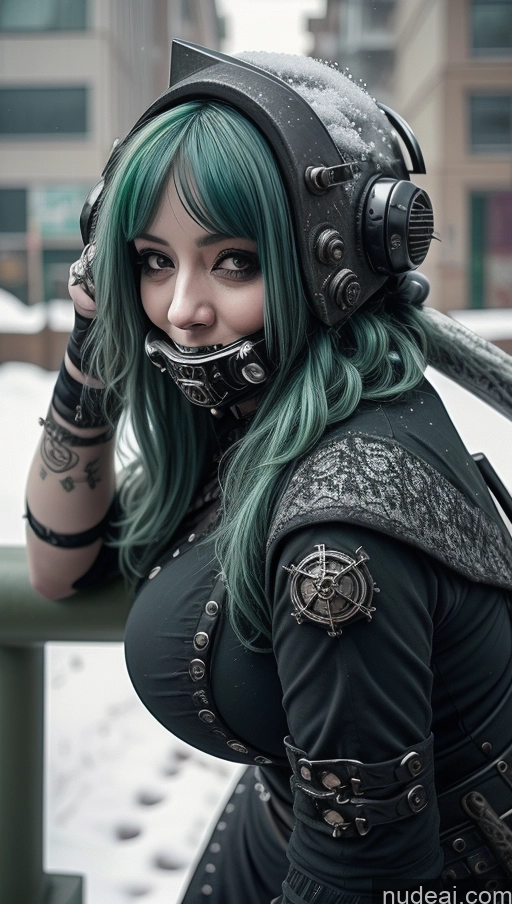 ai nude image of arafed woman with green hair wearing a helmet and a black outfit pics of Milf Chubby Green Hair Ethiopian Snow Laughing Steampunk Busty Perfect Boobs Close-up View Gothic Punk Girl Fallout