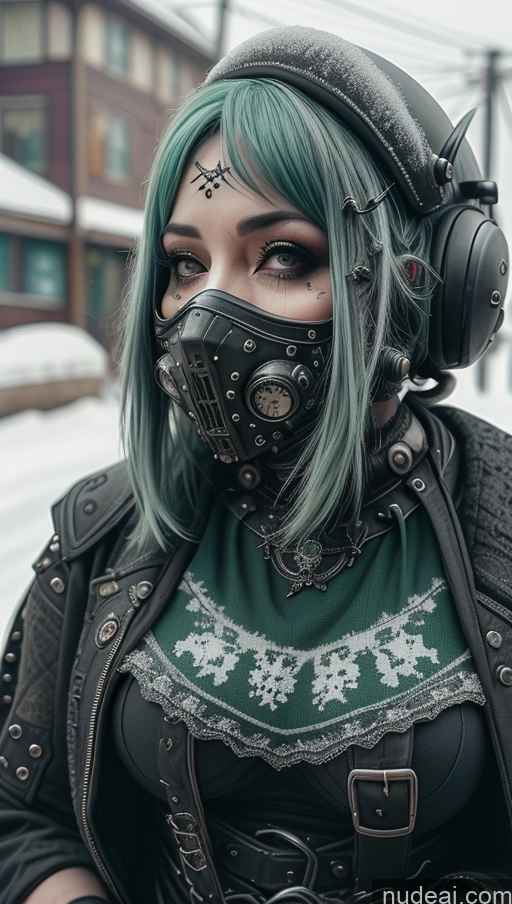 ai nude image of arafed woman with green hair wearing a black mask and a green shirt pics of Milf Chubby Green Hair Ethiopian Snow Laughing Steampunk Busty Perfect Boobs Close-up View Gothic Punk Girl Fallout