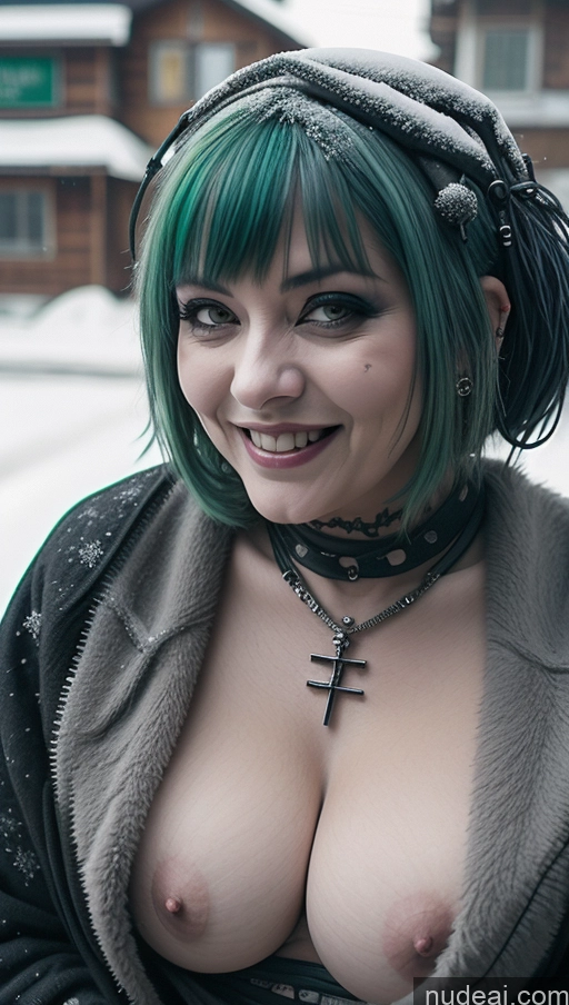 related ai porn images free for Milf Busty Perfect Boobs Chubby Green Hair Ethiopian Snow Close-up View Gothic Punk Girl Laughing