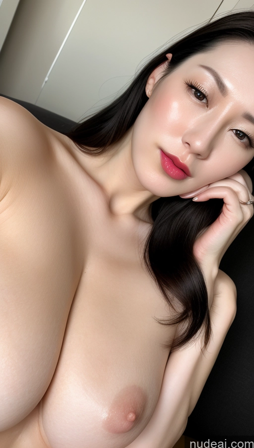 related ai porn images free for Woman One Beautiful Lipstick Fairer Skin Korean Close-up View Huge Boobs Black Hair Slicked 30s