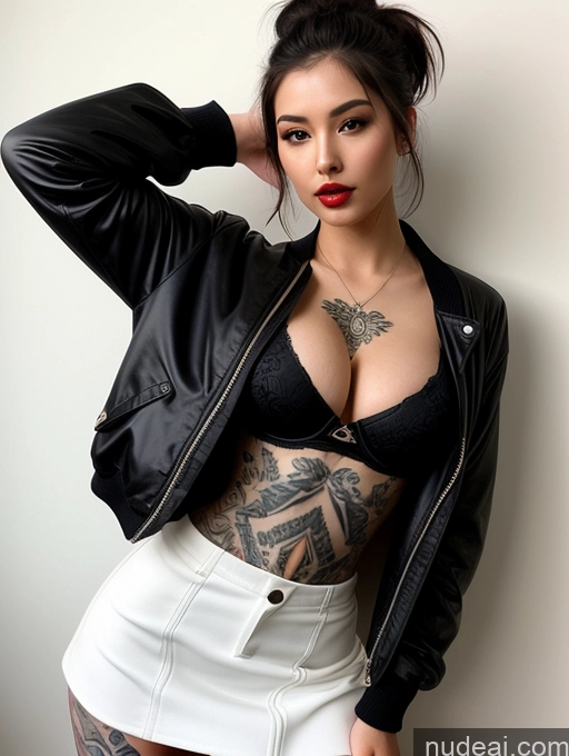 related ai porn images free for One Busty Small Tits Perfect Boobs Tattoos Lipstick Perfect Body Fairer Skin 18 Chinese Seductive Sexy Face Black Hair Hair Bun Jacket Mini Skirt