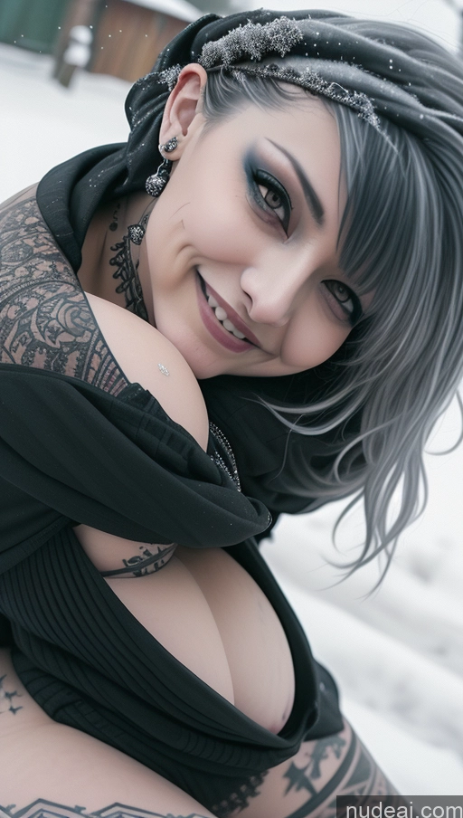 ai nude image of arafed woman with tattoos and a scarf posing for a picture pics of Milf Chubby Ethiopian Tattoos Gothic Punk Girl Laughing Perfect Boobs Busty Close-up View Snow Spreading Legs