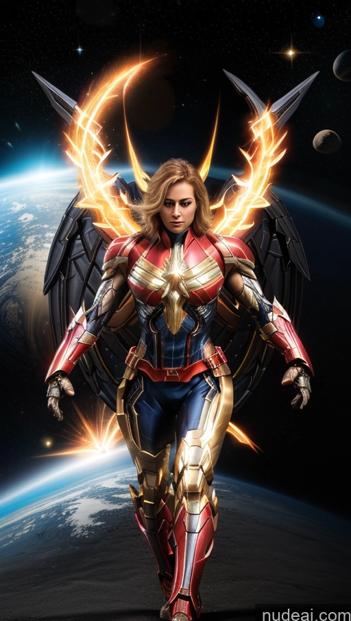 related ai porn images free for Several Bodybuilder Busty Muscular Abs Powering Up Captain Marvel SuperMecha: A-Mecha Musume A素体机娘 Has Wings Space Dynamic View Heat Vision