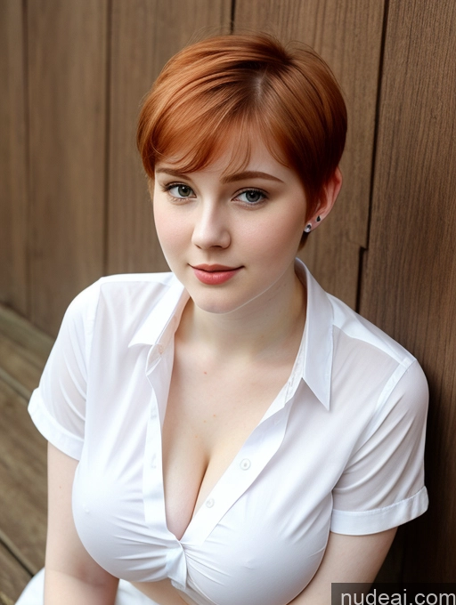 ai nude image of there is a woman with red hair and a white shirt pics of Busty Perfect Boobs Beautiful Thick Fairer Skin 18 Russian Close-up View Shirt Pixie Ginger