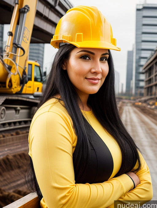 related ai porn images free for Woman Chubby 30s Black Hair Long Hair Front View Construction Worker