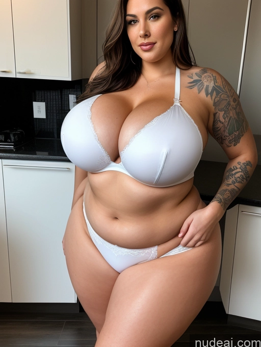 ai nude image of araffe woman in a white bra and panties posing for a picture pics of Lingerie Model Busty Huge Boobs Perfect Boobs Beautiful Tattoos Big Ass Thick Chubby Big Hips Long Legs Perfect Body Fairer Skin Oiled Body 30s White Bikini Flight Attendant