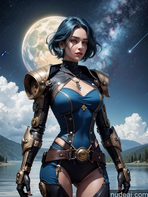 related ai porn images free for Cyborg Jewelry Diamond Jewelry Sci-fi Armor Steampunk Stylish 70s Blue Hair Lake Stargazing