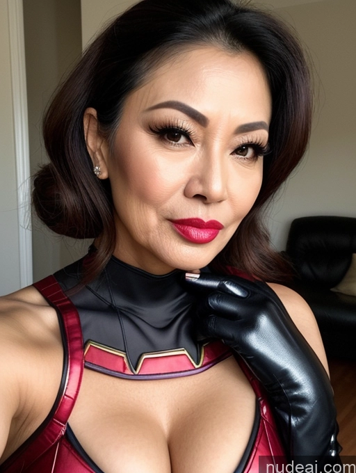 related ai porn images free for Milf Beautiful Lipstick Hair Bun 60s Asian Pouting Lips Sexy Face Superhero Cleavage