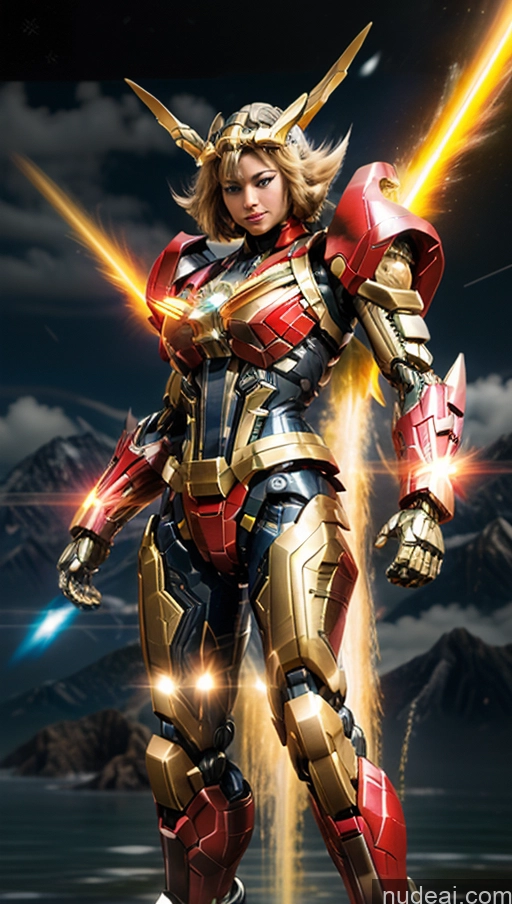 ai nude image of arafed image of a woman in armor standing in the water pics of Busty Muscular Abs Several SuperMecha: A-Mecha Musume A素体机娘 Captain Marvel Powering Up Cyborg Has Wings Dynamic View Heat Vision Science Fiction Style SSS: A-Mecha Musume A素体机娘 Shower